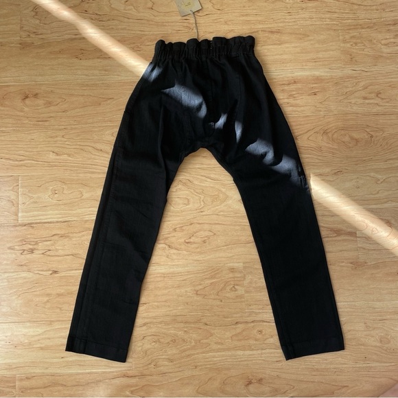 PIETSIE Drop Crotch Paper Bag Uzes Pant Black Harem Slouchy Slim Leg Crop XS - Picture 4 of 8